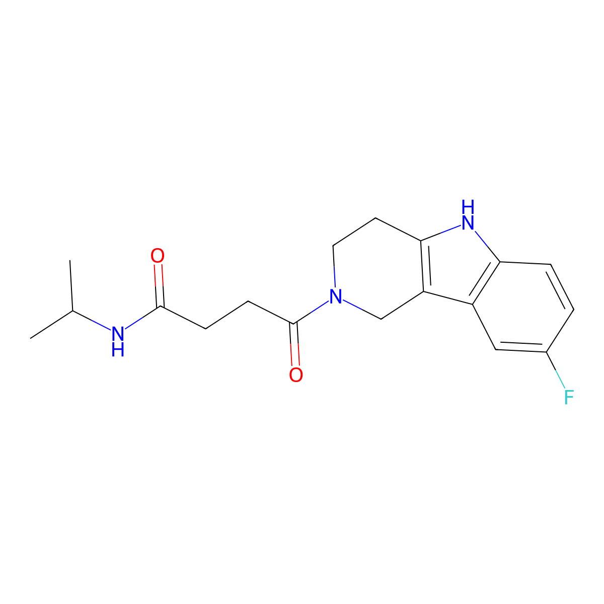 4-(8-fluoro-1,3,4,5-tetrahydro-2H-pyrido[4,3-b]indol-2-yl)-4-oxo-N-(propan-2-yl)butanamide molecular structure, CAS 1081113-31-6