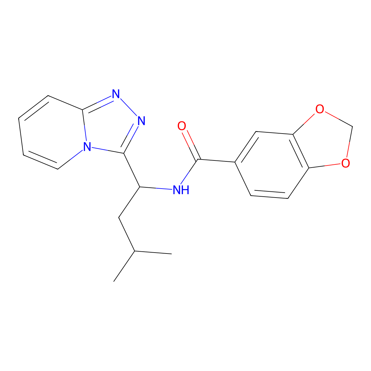 N-[3-methyl-1-([1,2,4]triazolo[4,3-a]pyridin-3-yl)butyl]-1,3-benzodioxole-5-carboxamide molecular structure, CAS 1081113-32-7