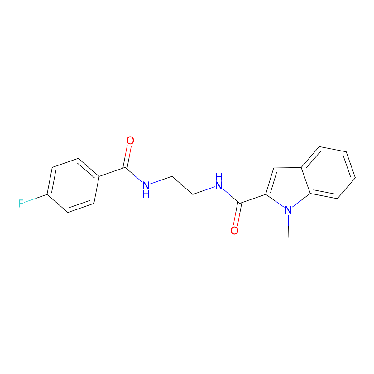 N-(2-{[(4-fluorophenyl)carbonyl]amino}ethyl)-1-methyl-1H-indole-2-carboxamide molecular structure, CAS 1081113-38-3