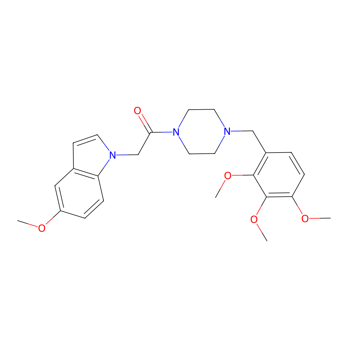 2-(5-methoxy-1H-indol-1-yl)-1-[4-(2,3,4-trimethoxybenzyl)piperazin-1-yl]ethanone molecular structure, CAS 1081113-59-8
