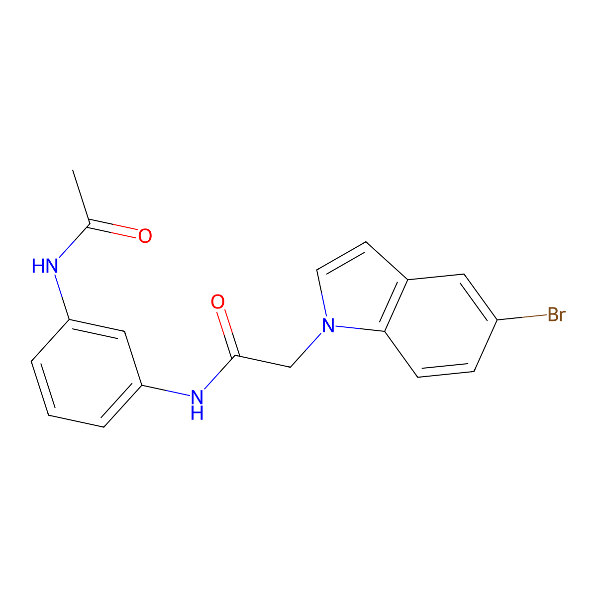 N-[3-(acetylamino)phenyl]-2-(5-bromo-1H-indol-1-yl)acetamide molecular structure, CAS 1081113-60-1