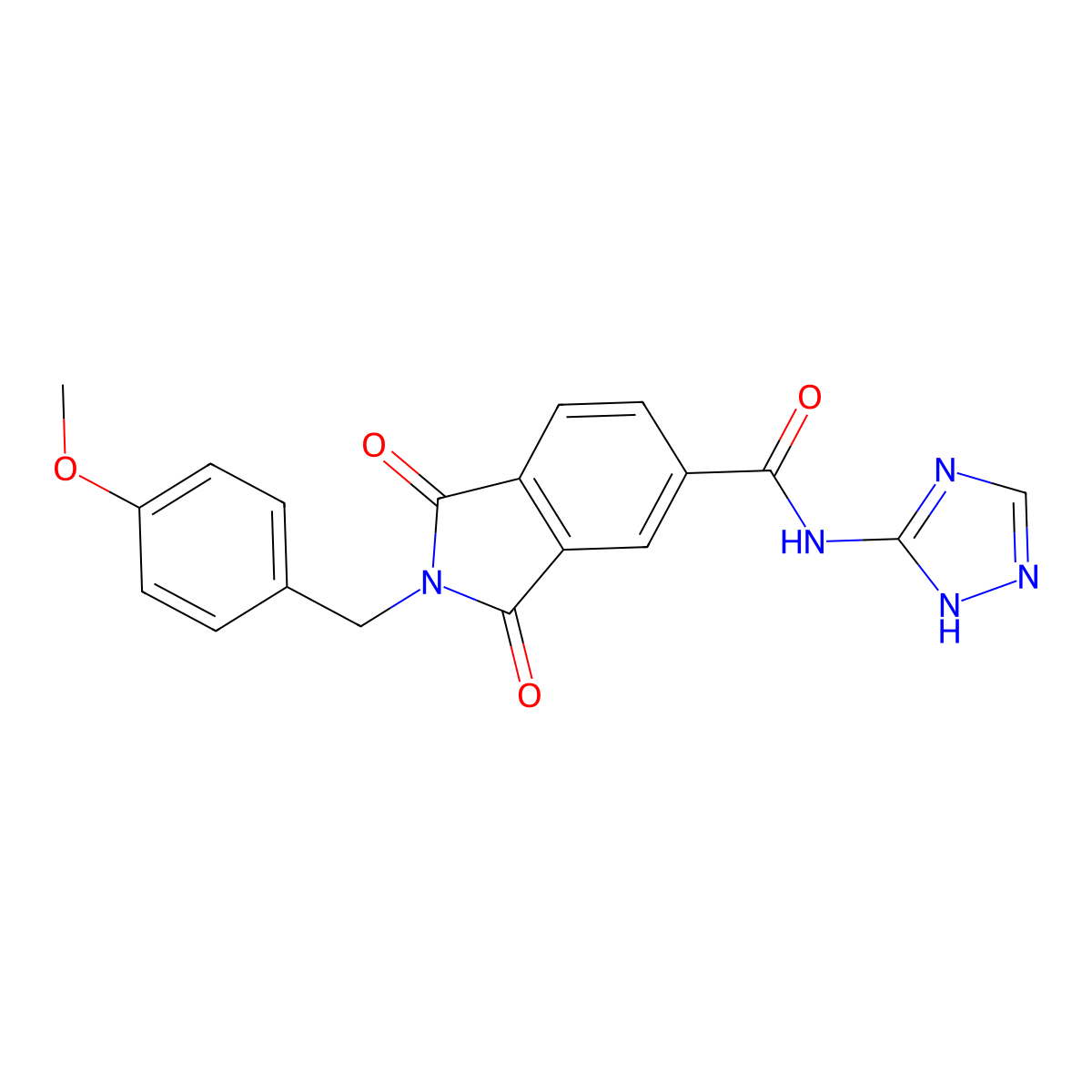 2-(4-methoxybenzyl)-1,3-dioxo-N-(4H-1,2,4-triazol-3-yl)-2,3-dihydro-1H-isoindole-5-carboxamide molecular structure, CAS 1081113-61-2