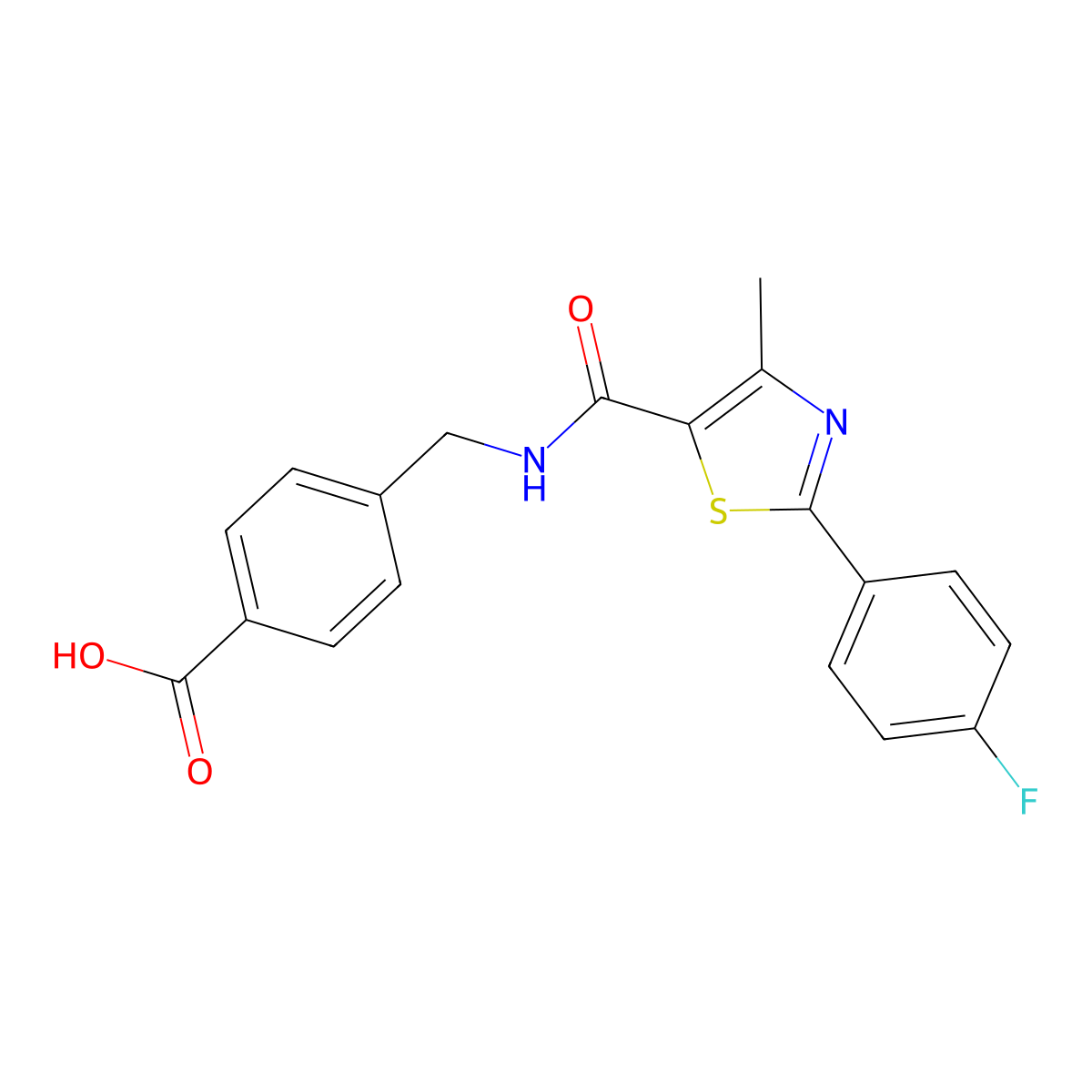 4-[({[2-(4-Fluorophenyl)-4-methyl-1,3-thiazol-5-yl]carbonyl}amino)methyl]benzoic acid molecular structure, CAS 1081113-75-8