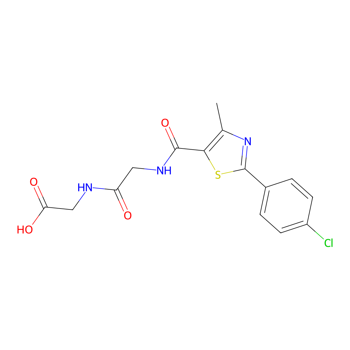 N-{[2-(4-chlorophenyl)-4-methyl-1,3-thiazol-5-yl]carbonyl}glycylglycine molecular structure, CAS 1081113-82-7
