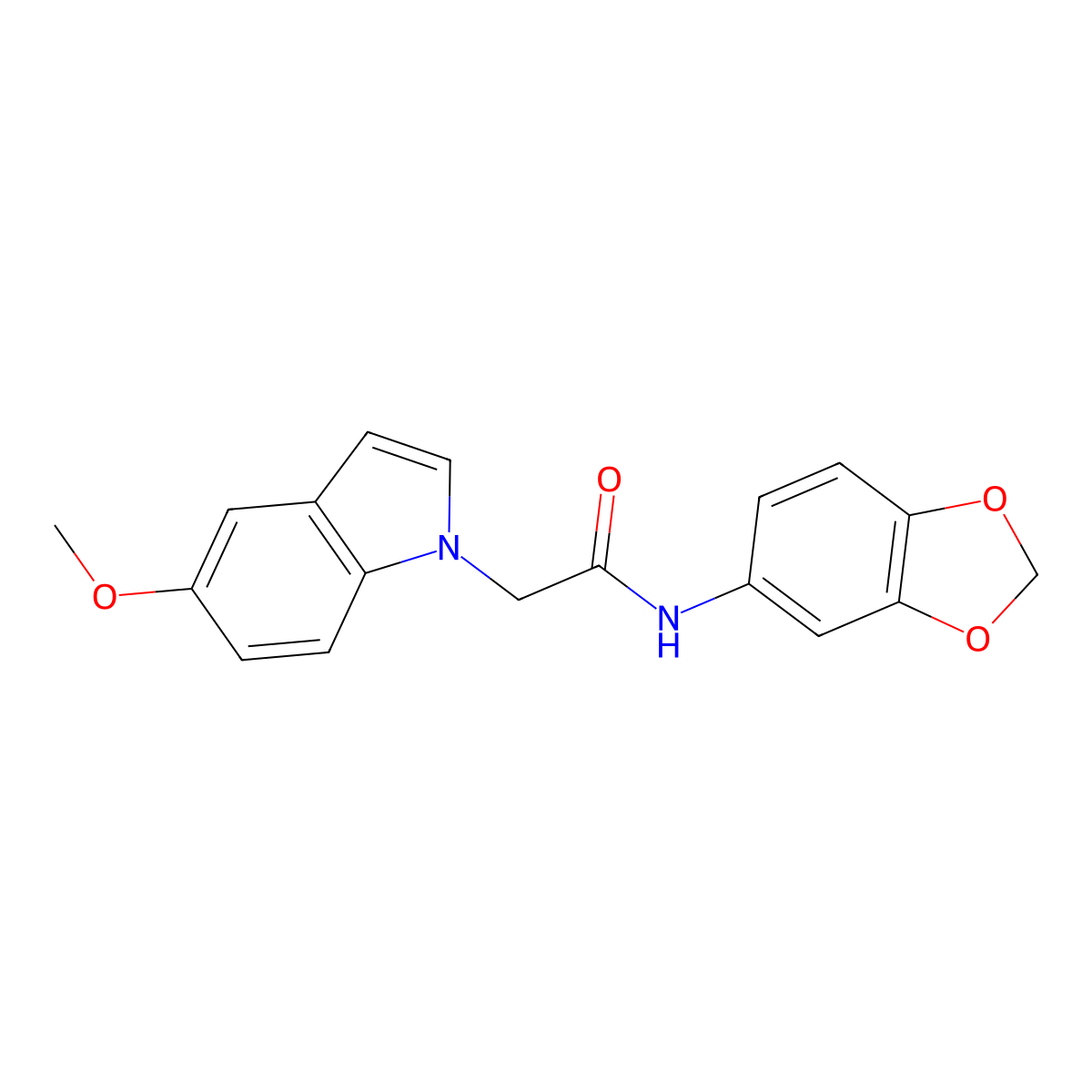 N-1,3-benzodioxol-5-yl-2-(5-methoxy-1H-indol-1-yl)acetamide molecular structure, CAS 1081113-93-0
