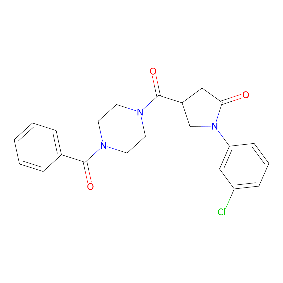 1-(3-Chlorophenyl)-4-{[4-(phenylcarbonyl)piperazin-1-yl]carbonyl}pyrrolidin-2-one molecular structure, CAS 1081113-99-6