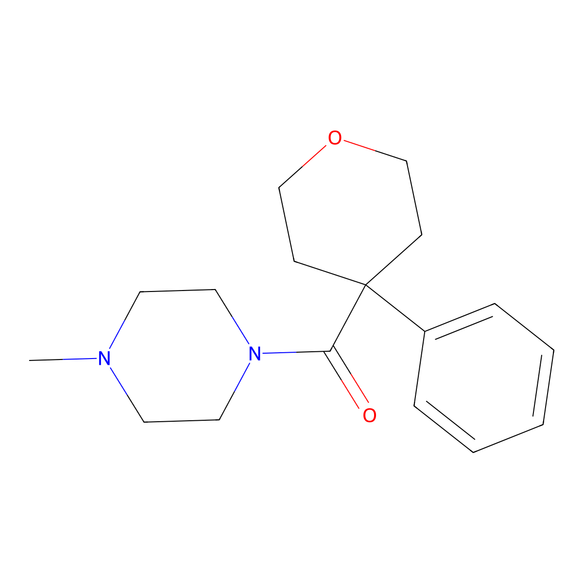 (4-methylpiperazin-1-yl)(4-phenyltetrahydro-2H-pyran-4-yl)methanone molecular structure, CAS 1081114-09-1