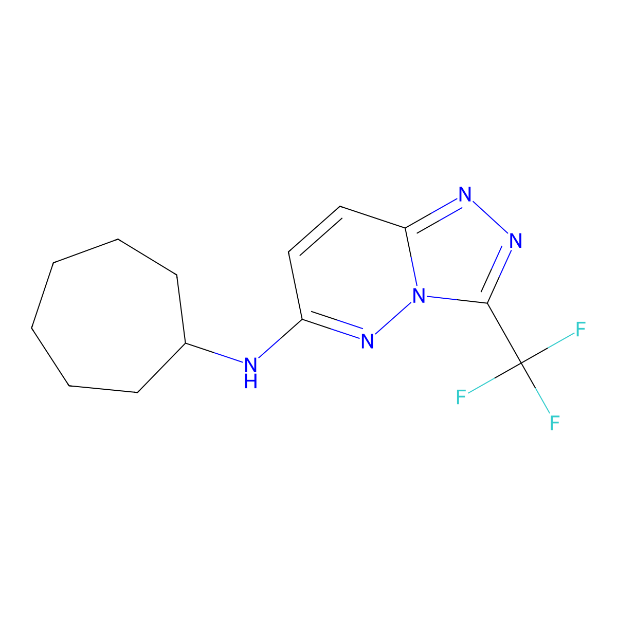 N-cycloheptyl-3-(trifluoromethyl)-[1,2,4]triazolo[4,3-b]pyridazin-6-amine molecular structure, CAS 1081114-11-5