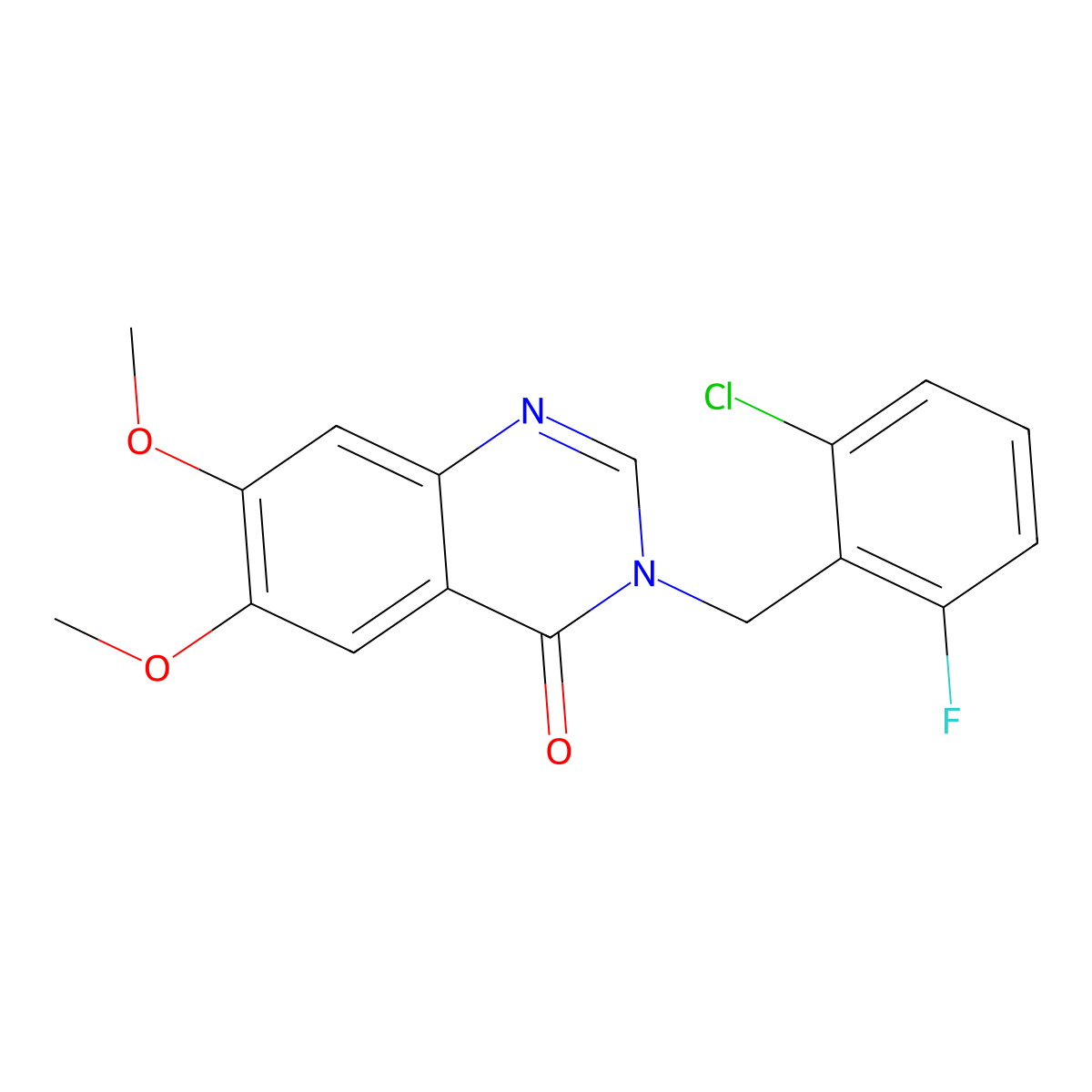 3-(2-chloro-6-fluorobenzyl)-6,7-dimethoxyquinazolin-4(3H)-one molecular structure, CAS 1081114-32-0