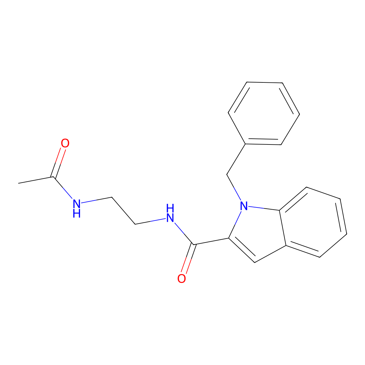 N-[2-(acetylamino)ethyl]-1-benzyl-1H-indole-2-carboxamide molecular structure, CAS 1081114-38-6