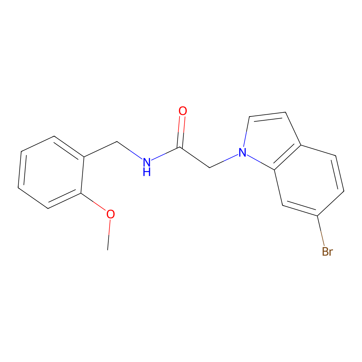 2-(6-bromo-1H-indol-1-yl)-N-(2-methoxybenzyl)acetamide molecular structure, CAS 1081114-44-4