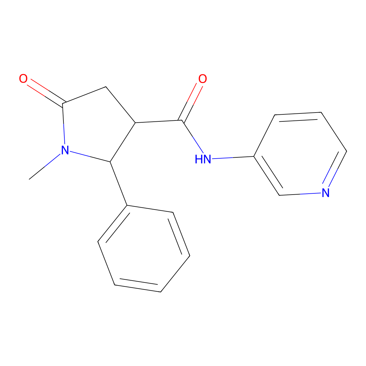 1-methyl-5-oxo-2-phenyl-N-(pyridin-3-yl)pyrrolidine-3-carboxamide molecular structure, CAS 1081114-46-6