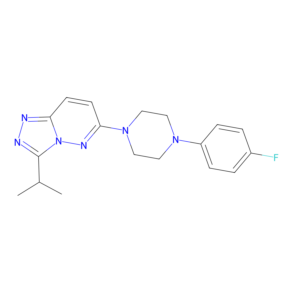 6-[4-(4-Fluorophenyl)piperazin-1-yl]-3-(propan-2-yl)[1,2,4]triazolo[4,3-b]pyridazine molecular structure, CAS 1081114-73-9