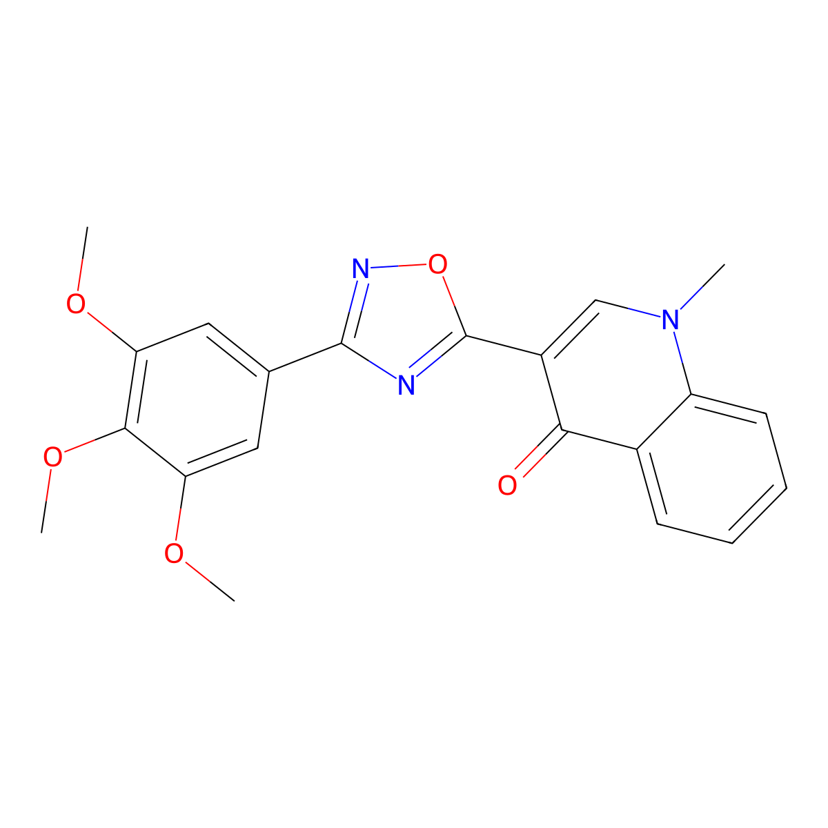 1-methyl-3-(3-(3,4,5-trimethoxyphenyl)-1,2,4-oxadiazol-5-yl)quinolin-4(1H)-one molecular structure, CAS 1081114-83-1