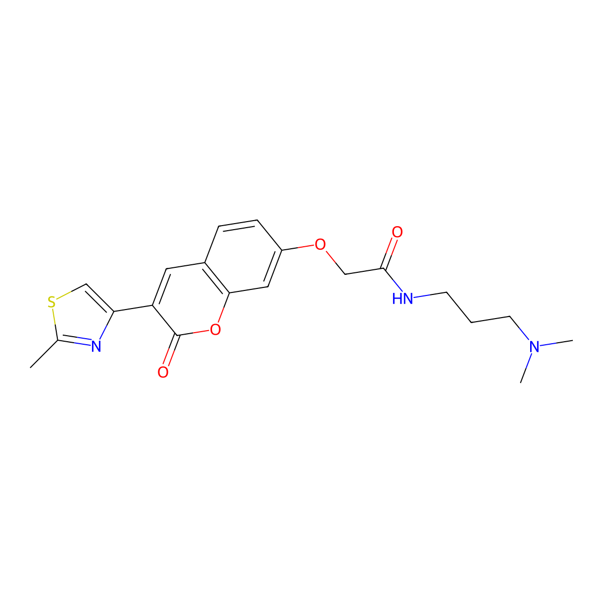 N-[3-(dimethylamino)propyl]-2-{[3-(2-methyl-1,3-thiazol-4-yl)-2-oxo-2H-chromen-7-yl]oxy}acetamide molecular structure, CAS 1081115-00-5