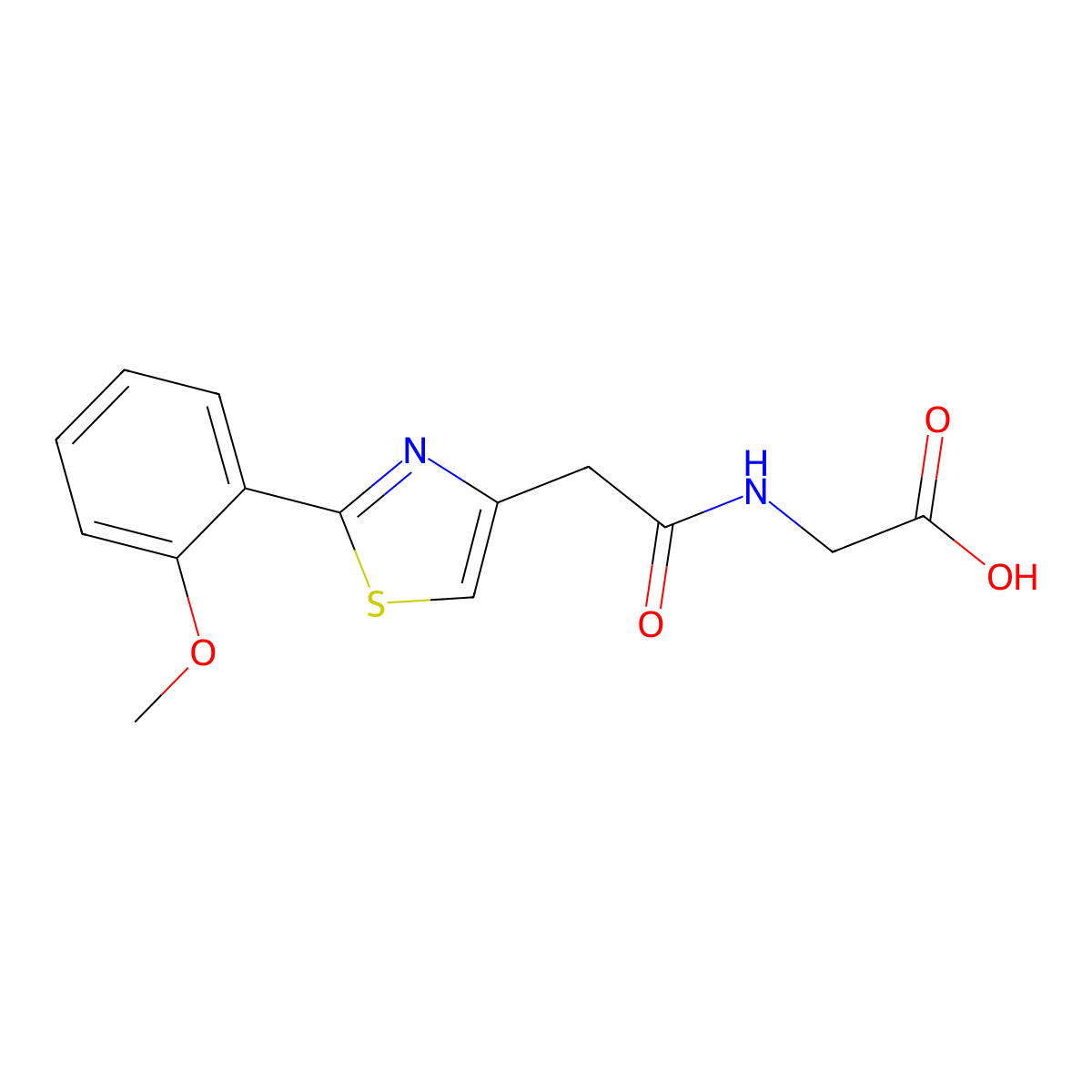 N-{[2-(2-methoxyphenyl)-1,3-thiazol-4-yl]acetyl}glycine molecular structure, CAS 1081115-15-2