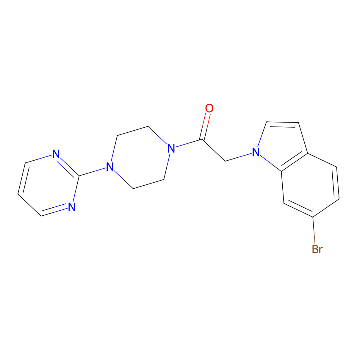 2-(6-bromo-1H-indol-1-yl)-1-[4-(pyrimidin-2-yl)piperazin-1-yl]ethanone molecular structure, CAS 1081115-23-2
