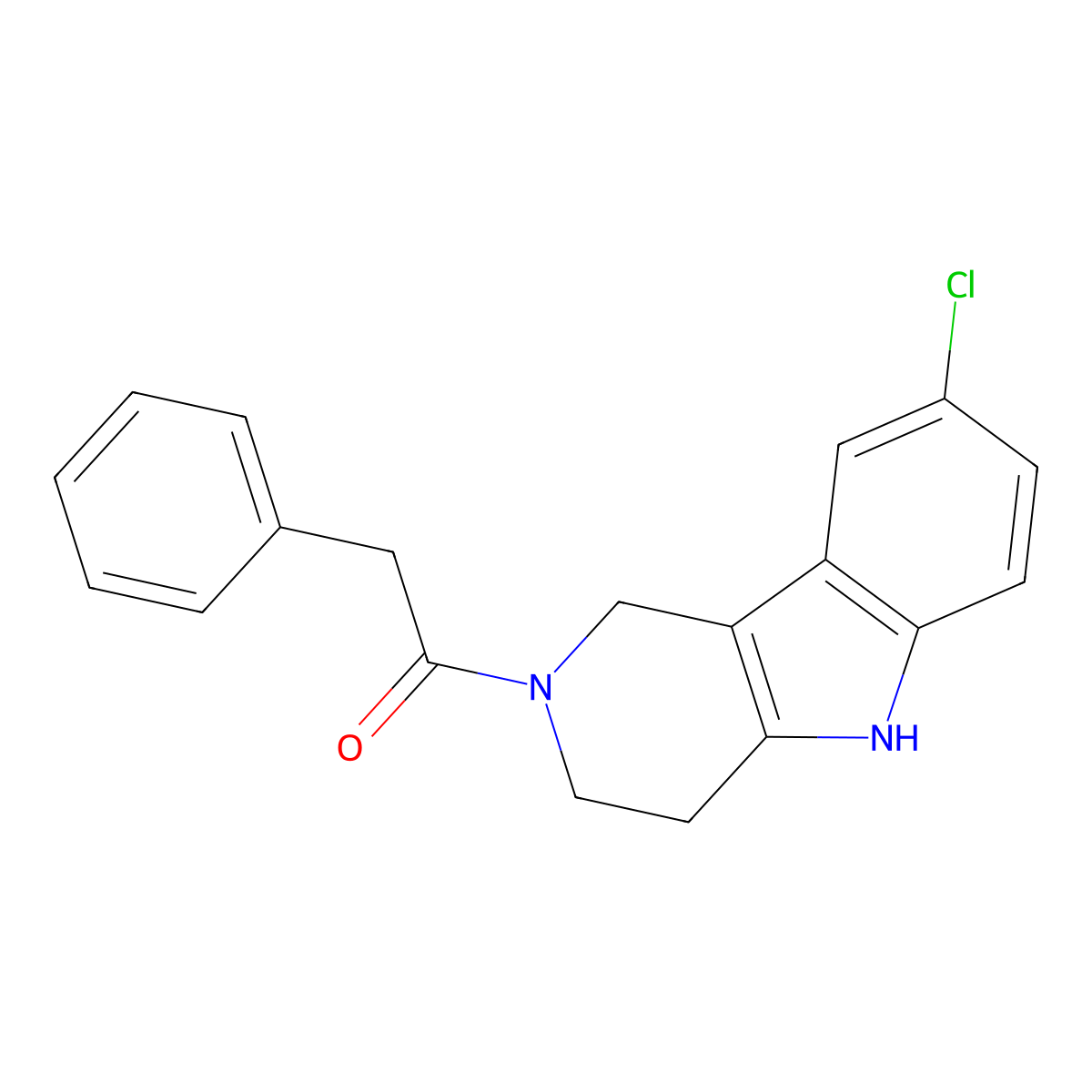 8-chloro-2-(phenylacetyl)-2,3,4,5-tetrahydro-1H-pyrido[4,3-b]indole molecular structure, CAS 1081115-28-7