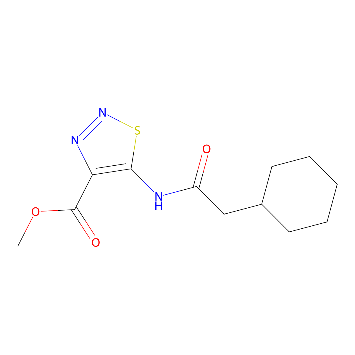 Methyl 5-[(cyclohexylacetyl)amino]-1,2,3-thiadiazole-4-carboxylate molecular structure, CAS 1081115-31-2