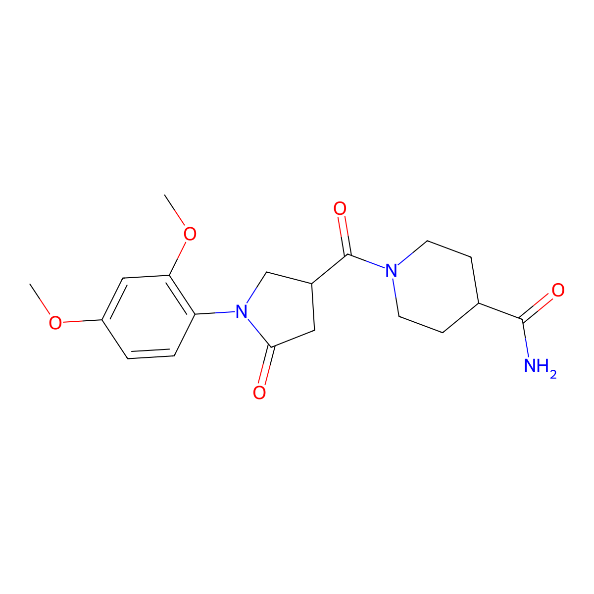 1-{[1-(2,4-Dimethoxyphenyl)-5-oxopyrrolidin-3-yl]carbonyl}piperidine-4-carboxamide molecular structure, CAS 1081115-41-4