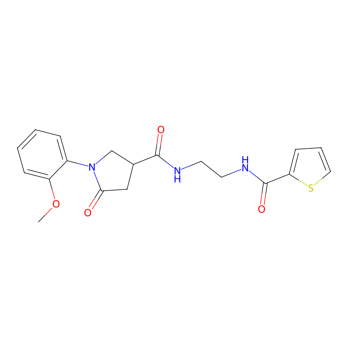 1-(2-methoxyphenyl)-5-oxo-N-{2-[(thiophen-2-ylcarbonyl)amino]ethyl}pyrrolidine-3-carboxamide molecular structure, CAS 1081115-42-5
