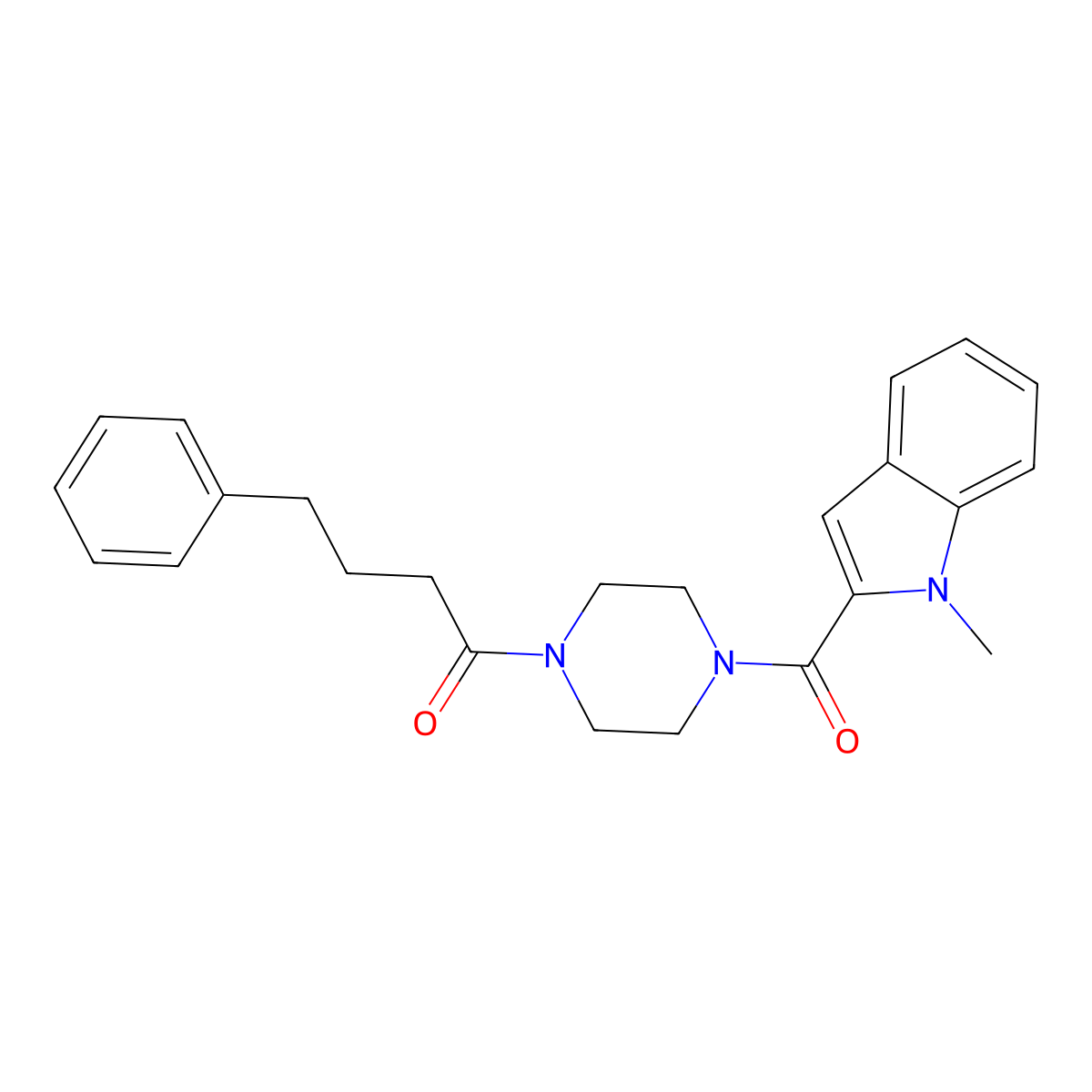1-{4-[(1-methyl-1H-indol-2-yl)carbonyl]piperazin-1-yl}-4-phenylbutan-1-one molecular structure, CAS 1081115-57-2