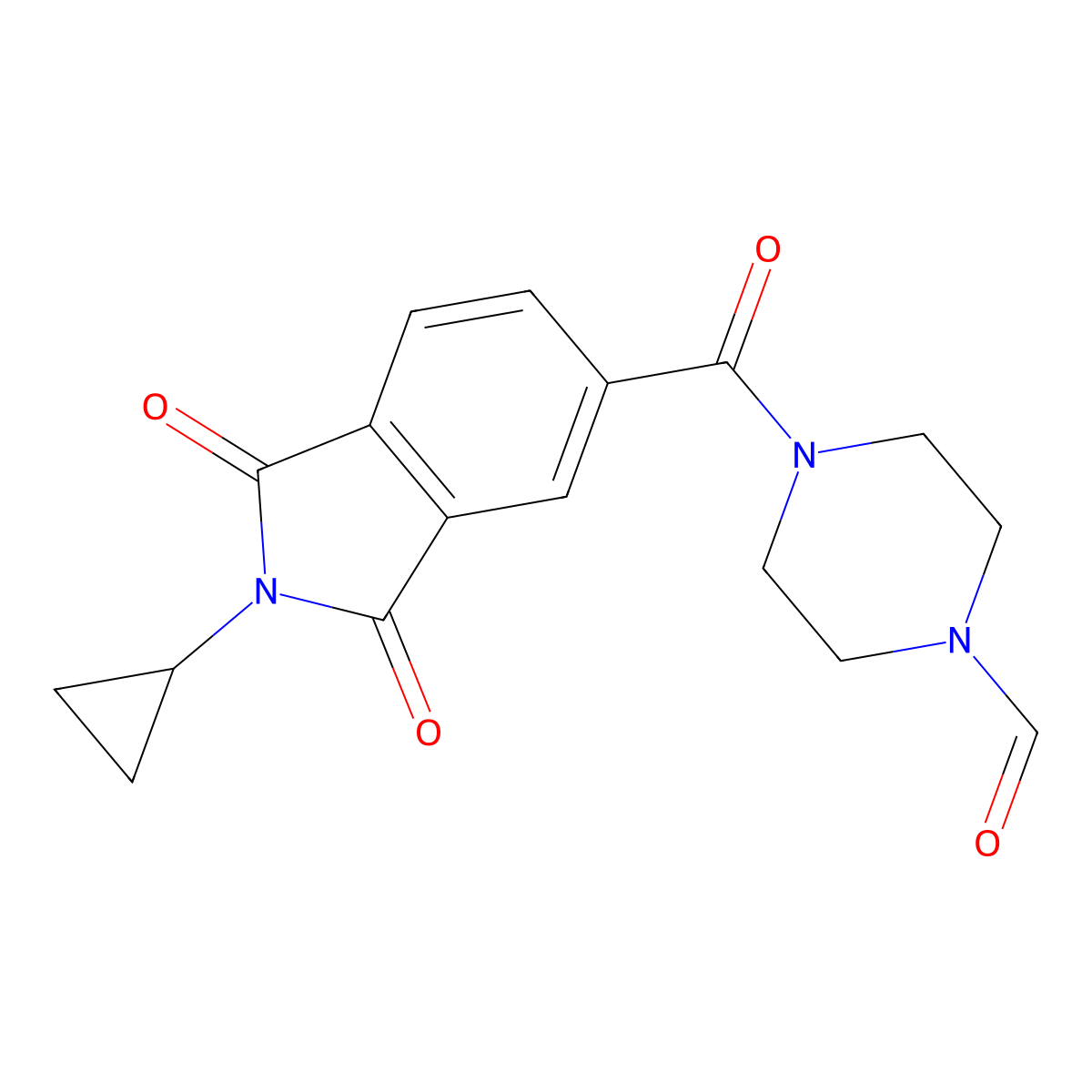 4-[(2-cyclopropyl-1,3-dioxo-2,3-dihydro-1H-isoindol-5-yl)carbonyl]piperazine-1-carbaldehyde molecular structure, CAS 1081115-65-2