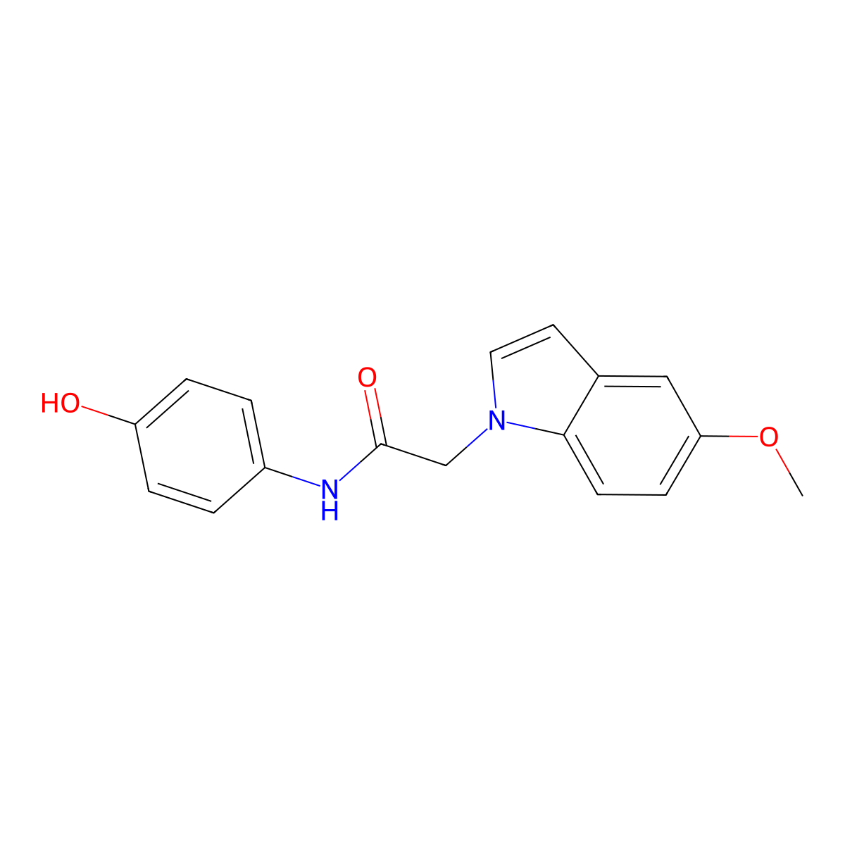 N-(4-hydroxyphenyl)-2-(5-methoxy-1H-indol-1-yl)acetamide molecular structure, CAS 1081115-80-1