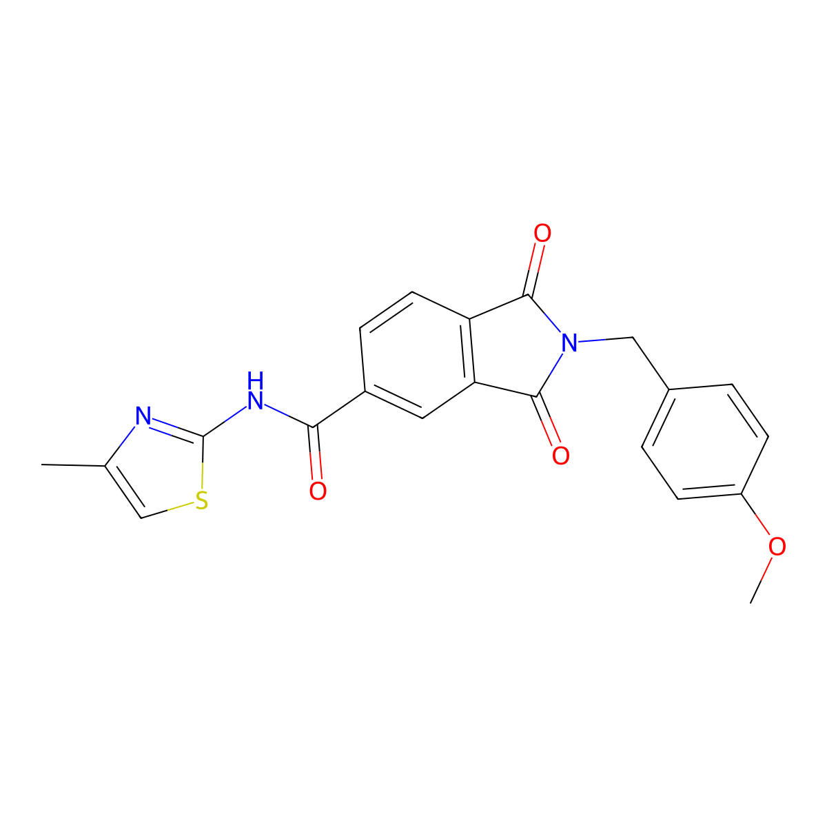 2-(4-methoxybenzyl)-N-[(2Z)-4-methyl-1,3-thiazol-2(3H)-ylidene]-1,3-dioxo-2,3-dihydro-1H-isoindole-5-carboxamide molecular structure, CAS 1081115-86-7