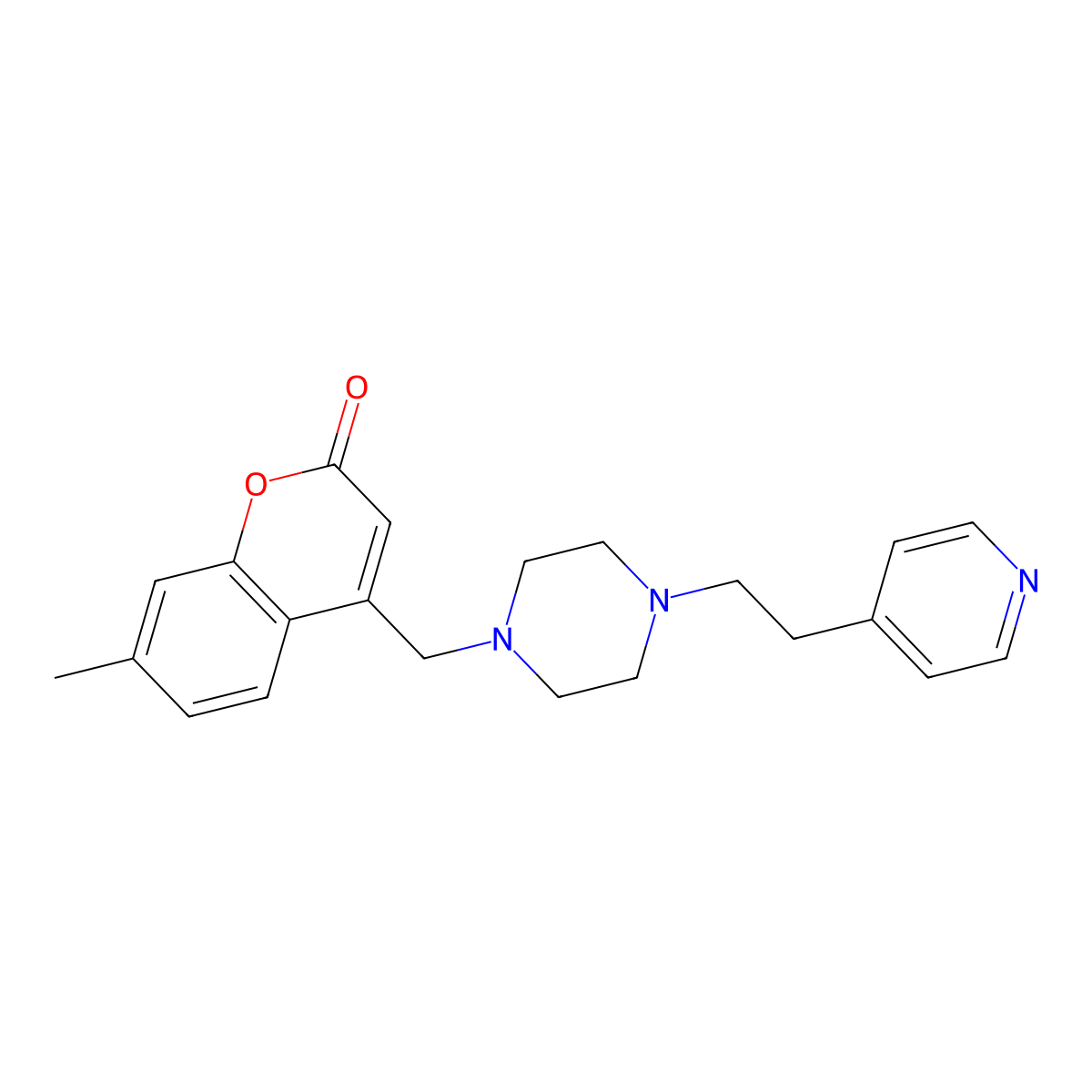 7-methyl-4-({4-[2-(pyridin-4-yl)ethyl]piperazin-1-yl}methyl)-2H-chromen-2-one molecular structure, CAS 1081116-06-4