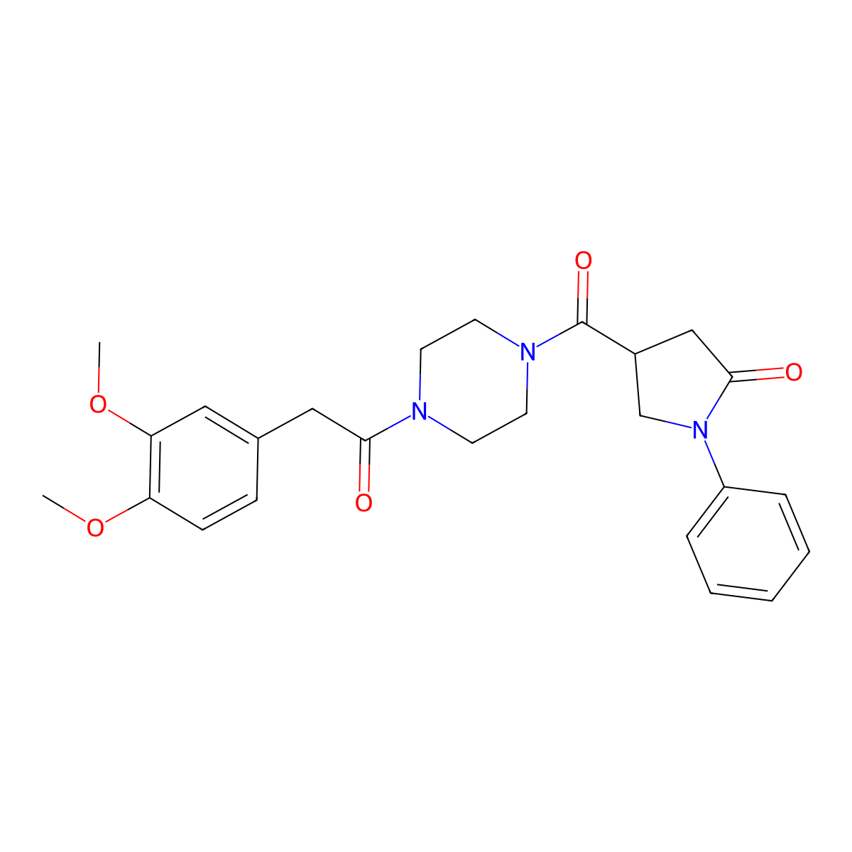 4-({4-[(3,4-Dimethoxyphenyl)acetyl]piperazin-1-yl}carbonyl)-1-phenylpyrrolidin-2-one molecular structure, CAS 1081116-08-6