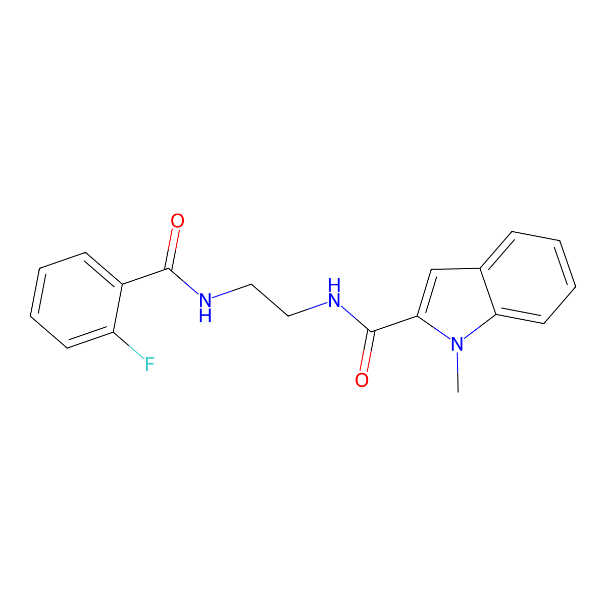 N-(2-{[(2-fluorophenyl)carbonyl]amino}ethyl)-1-methyl-1H-indole-2-carboxamide molecular structure, CAS 1081116-26-8