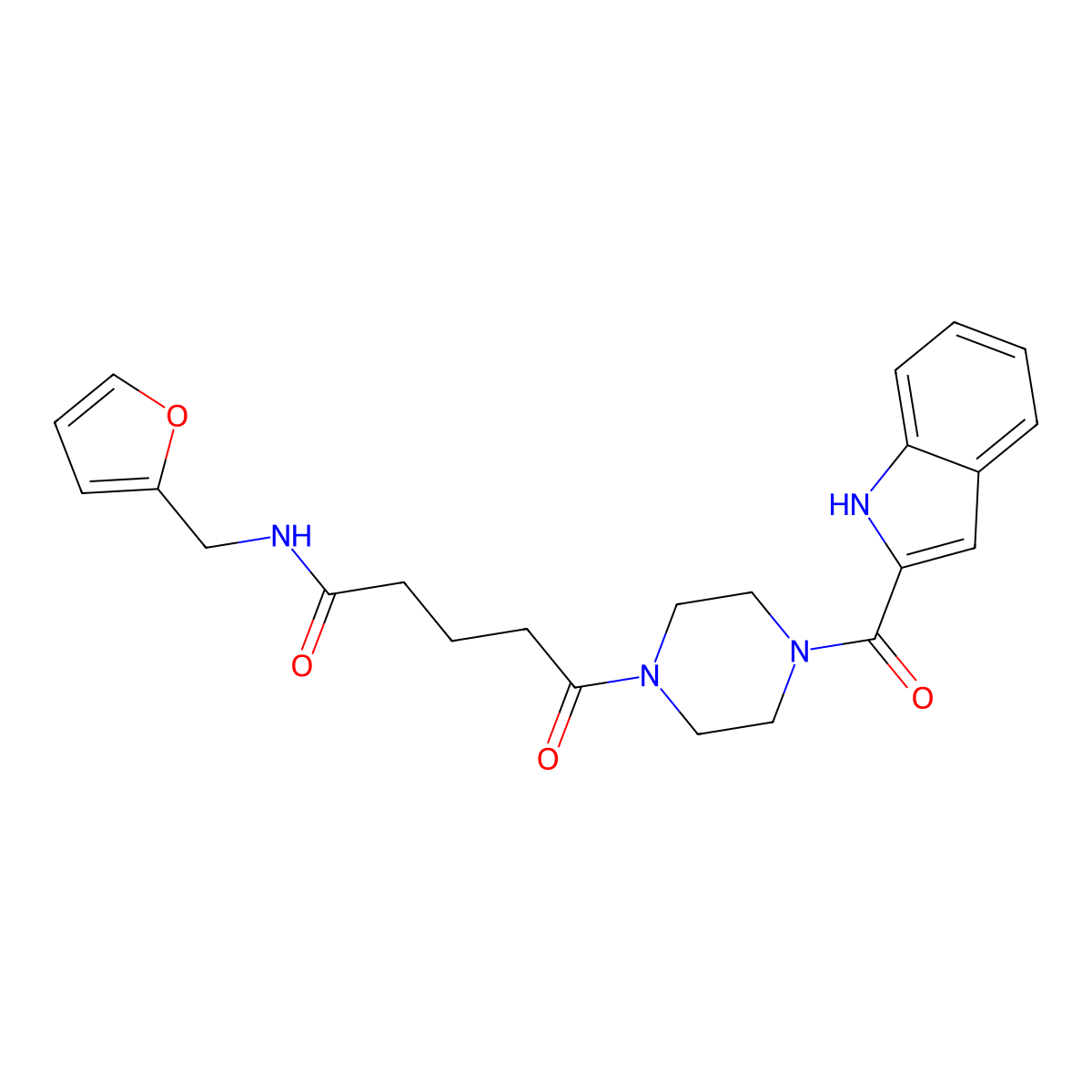 N-(furan-2-ylmethyl)-5-[4-(1H-indol-2-ylcarbonyl)piperazin-1-yl]-5-oxopentanamide molecular structure, CAS 1081116-31-5