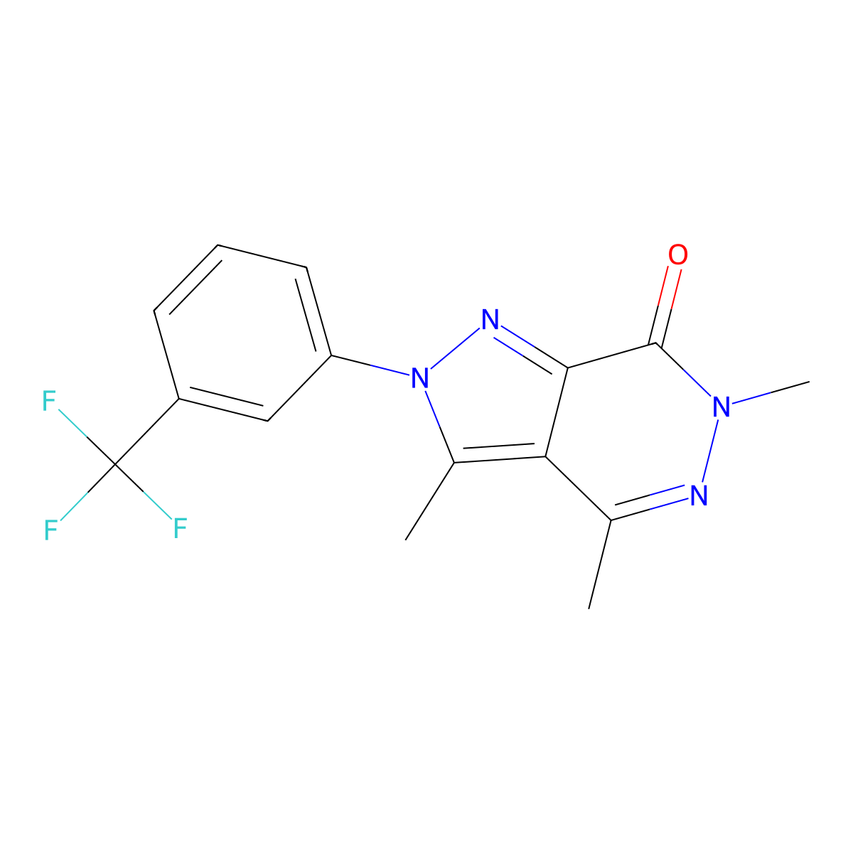 3,4,6-trimethyl-2-[3-(trifluoromethyl)phenyl]-2,6-dihydro-7H-pyrazolo[3,4-d]pyridazin-7-one molecular structure, CAS 1081116-54-2