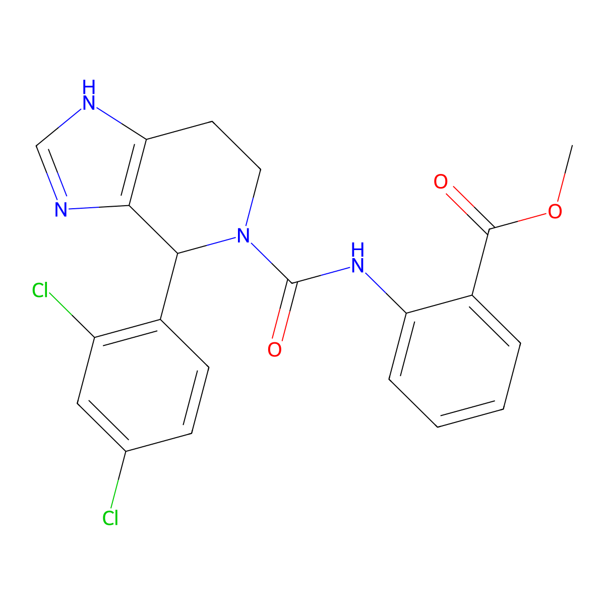 methyl 2-({[4-(2,4-dichlorophenyl)-1,4,6,7-tetrahydro-5H-imidazo[4,5-c]pyridin-5-yl]carbonyl}amino)benzoate molecular structure, CAS 1081116-67-7
