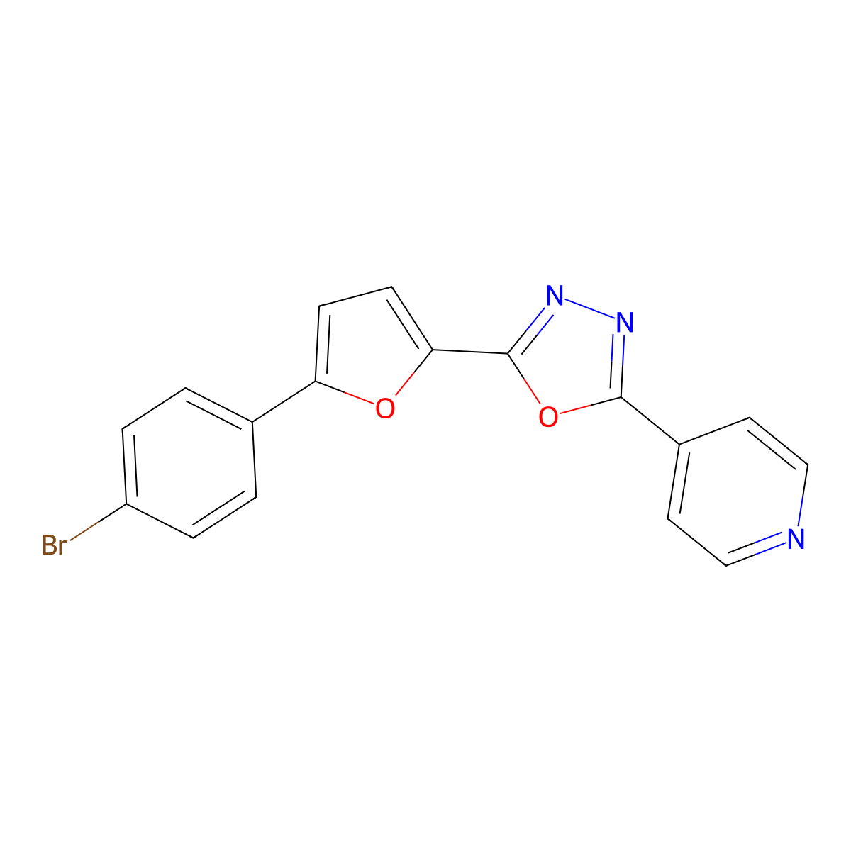 2-(5-(4-Bromophenyl)furan-2-yl)-5-(pyridin-4-yl)-1,3,4-oxadiazole molecular structure, CAS 1081116-69-9
