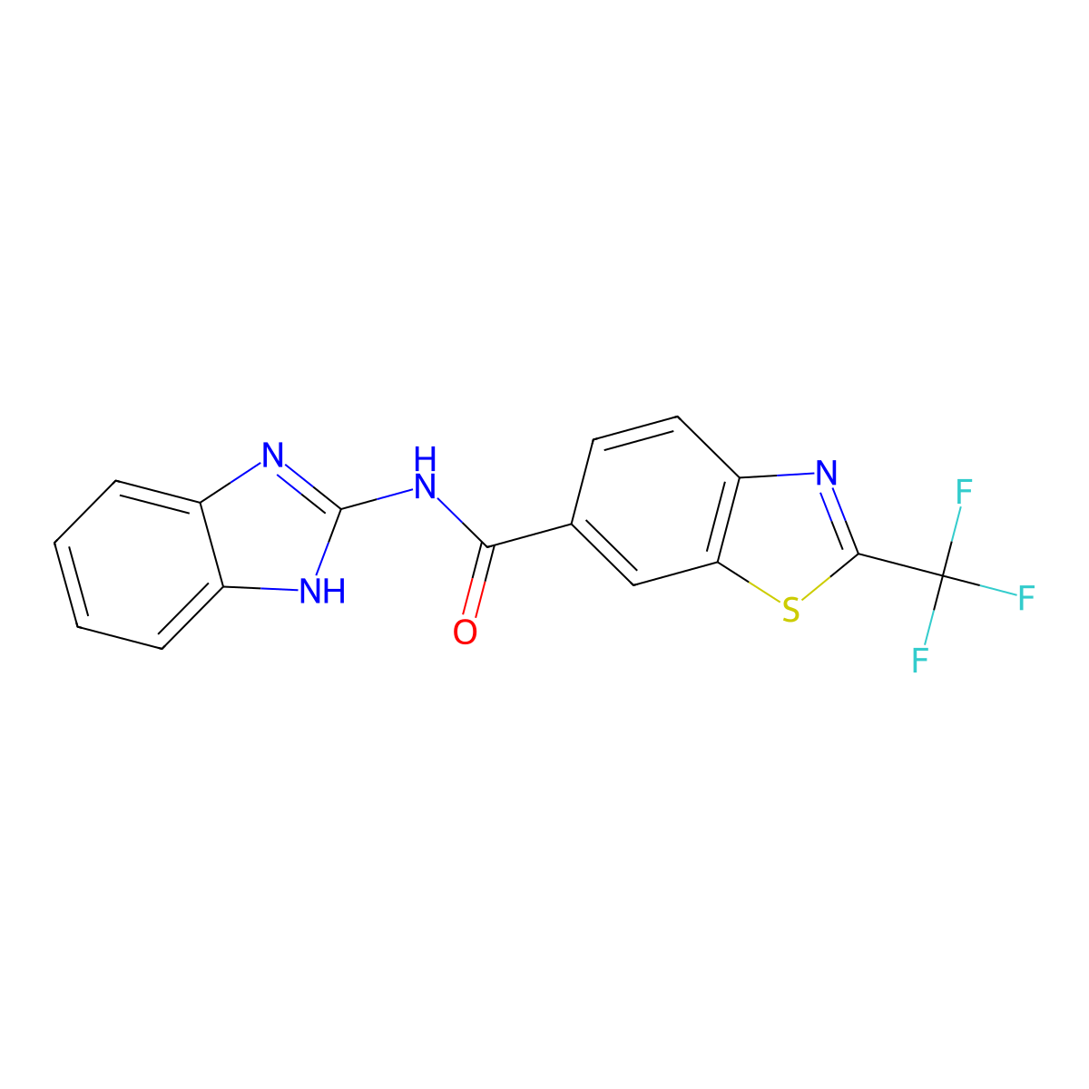 N-(1,3-dihydro-2H-benzimidazol-2-ylidene)-2-(trifluoromethyl)-1,3-benzothiazole-6-carboxamide molecular structure, CAS 1081116-84-8