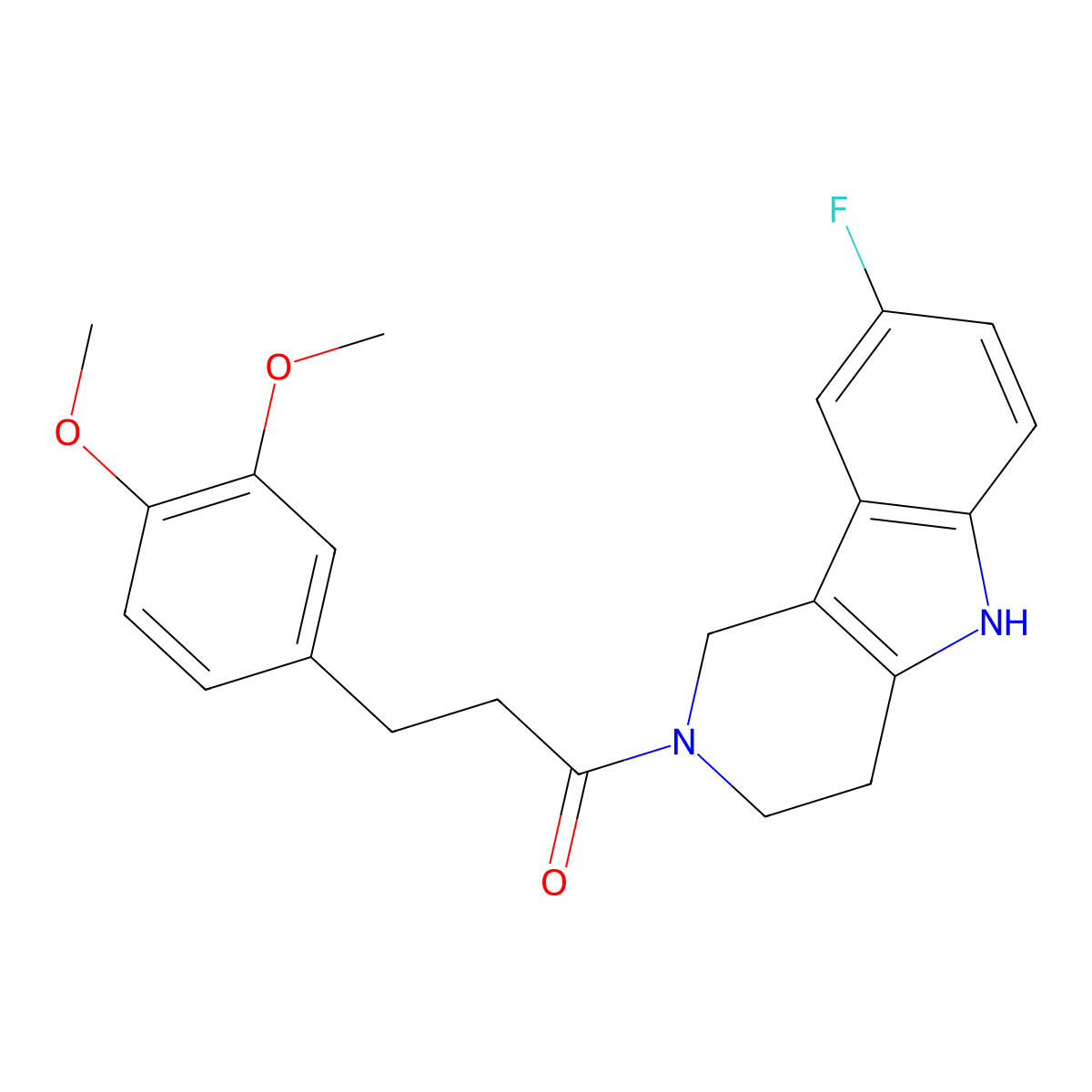 2-[3-(3,4-dimethoxyphenyl)propanoyl]-8-fluoro-2,3,4,5-tetrahydro-1H-pyrido[4,3-b]indole molecular structure, CAS 1081116-93-9