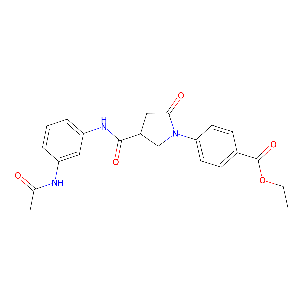 Ethyl 4-(4-{[3-(acetylamino)phenyl]carbamoyl}-2-oxopyrrolidin-1-yl)benzoate molecular structure, CAS 1081116-96-2