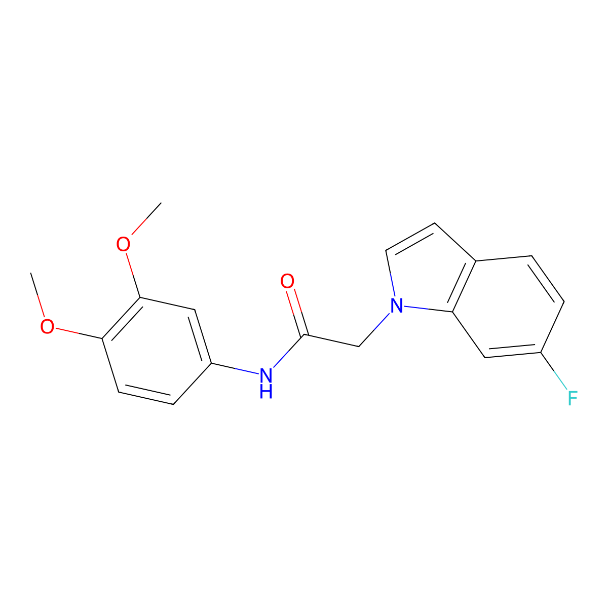 N-(3,4-dimethoxyphenyl)-2-(6-fluoro-1H-indol-1-yl)acetamide molecular structure, CAS 1081117-16-9