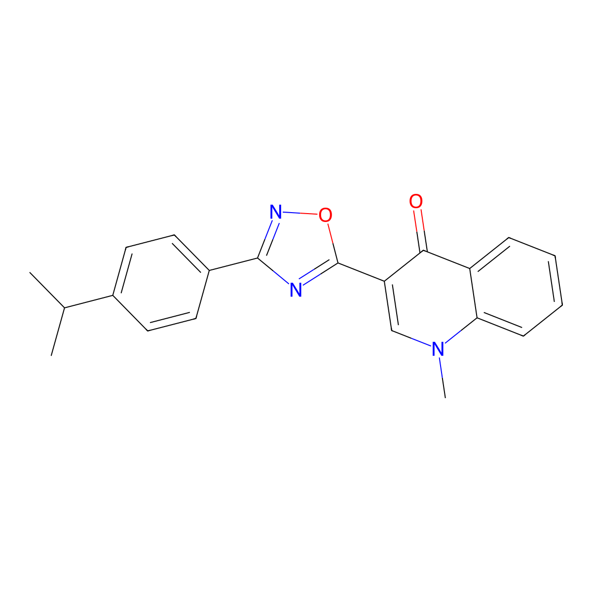 3-(3-(4-isopropylphenyl)-1,2,4-oxadiazol-5-yl)-1-methylquinolin-4(1H)-one molecular structure, CAS 1081117-22-7