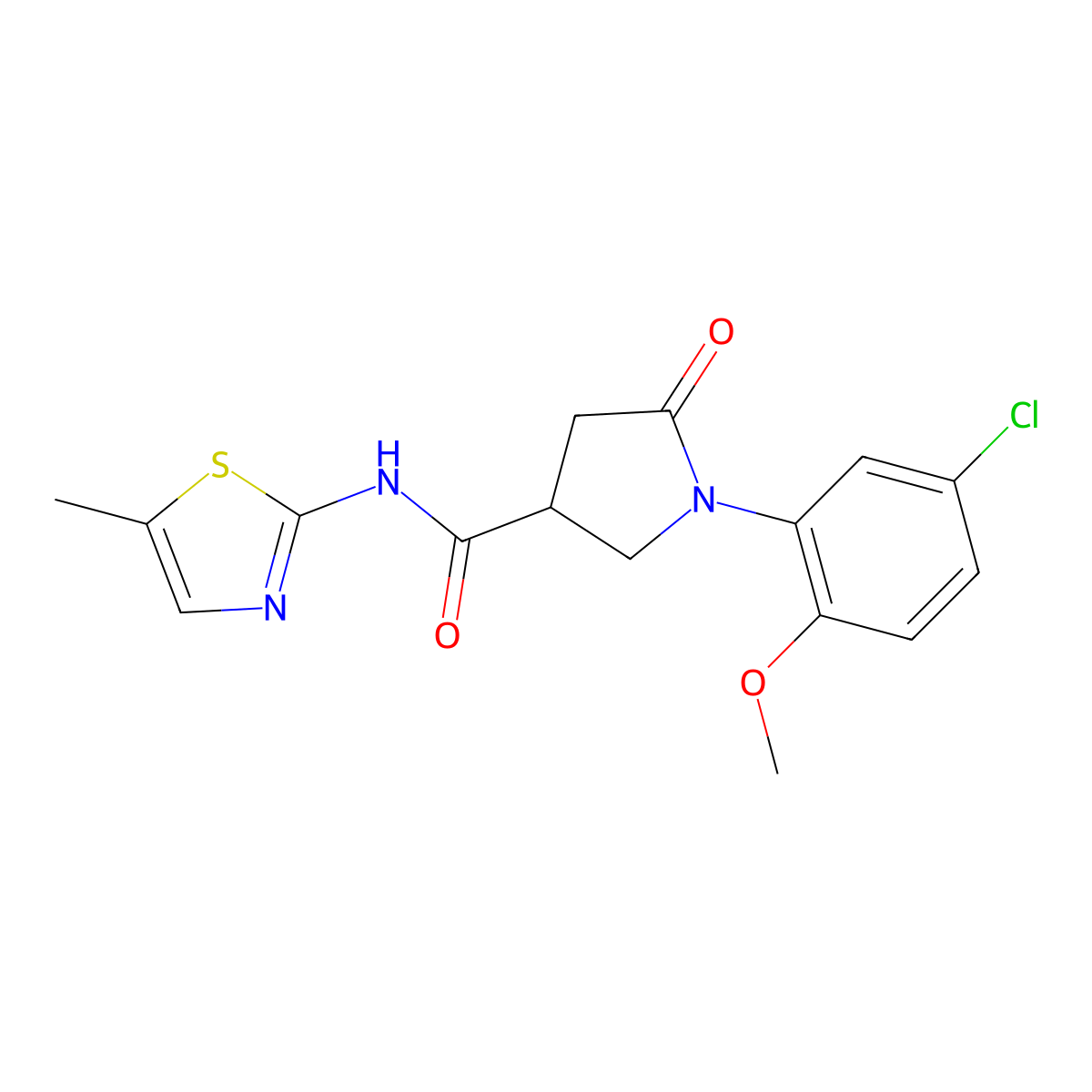 1-(5-chloro-2-methoxyphenyl)-N-(5-methyl-1,3-thiazol-2-yl)-5-oxopyrrolidine-3-carboxamide molecular structure, CAS 1081117-49-8