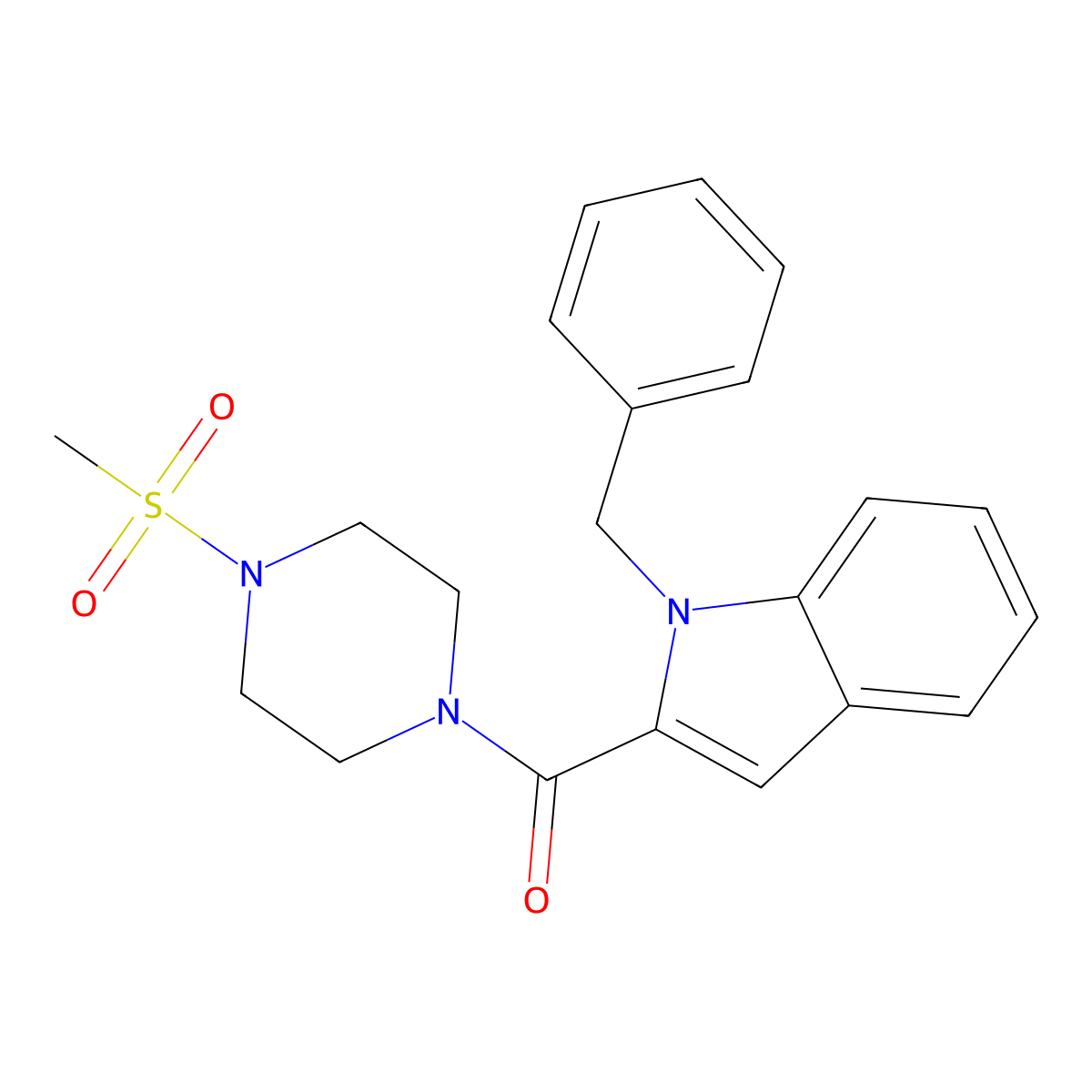 (1-benzyl-1H-indol-2-yl)[4-(methylsulfonyl)piperazin-1-yl]methanone molecular structure, CAS 1081117-59-0