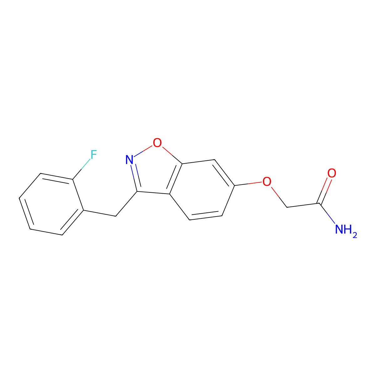 2-{[3-(2-Fluorobenzyl)-1,2-benzisoxazol-6-yl]oxy}acetamide molecular structure, CAS 1081117-69-2