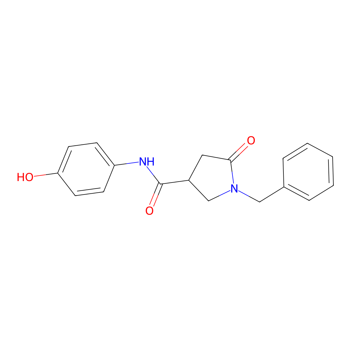 1-benzyl-N-(4-hydroxyphenyl)-5-oxopyrrolidine-3-carboxamide molecular structure, CAS 1081117-90-9