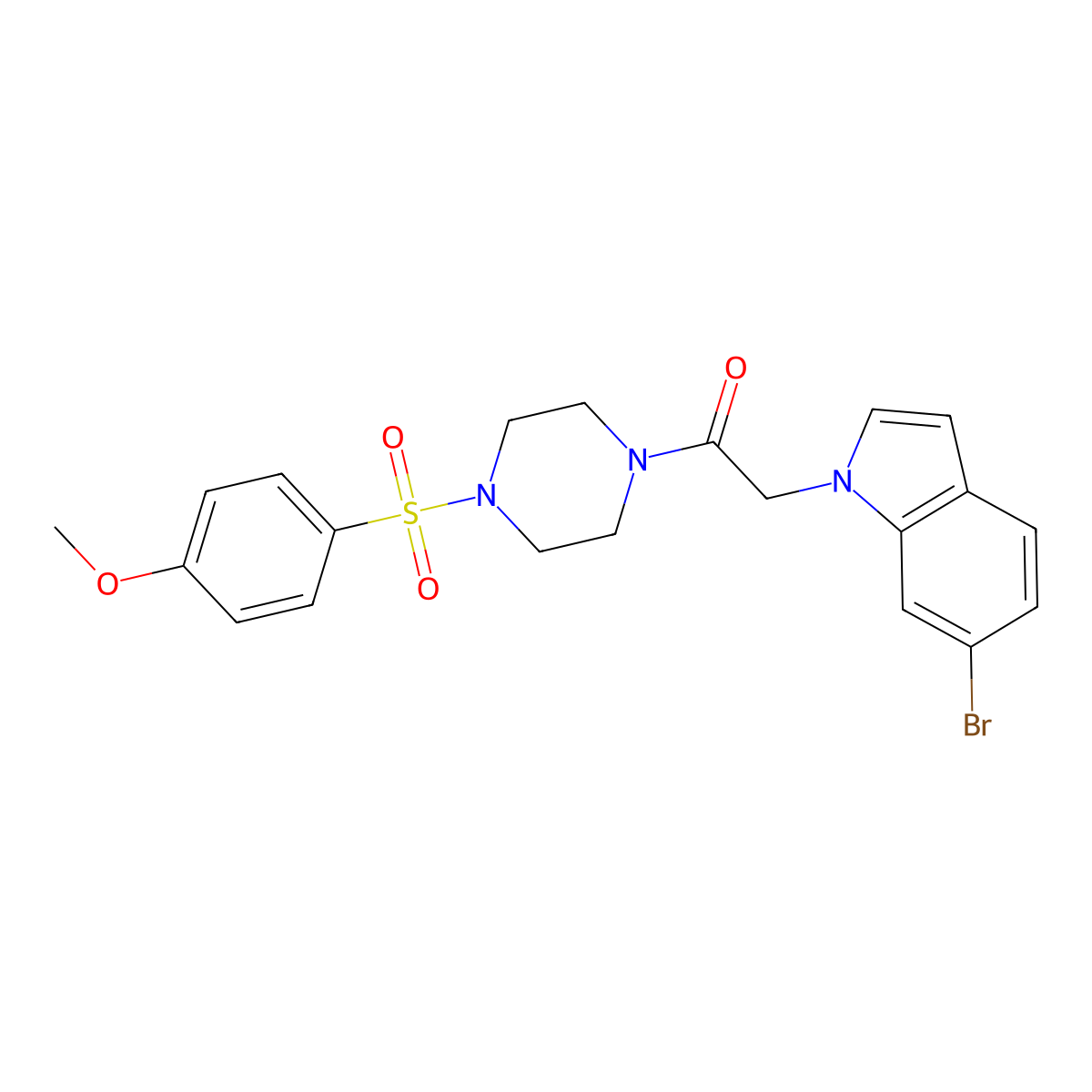 6-bromo-1-(2-{4-[(4-methoxyphenyl)sulfonyl]-1-piperazinyl}-2-oxoethyl)-1H-indole molecular structure, CAS 1081118-12-8