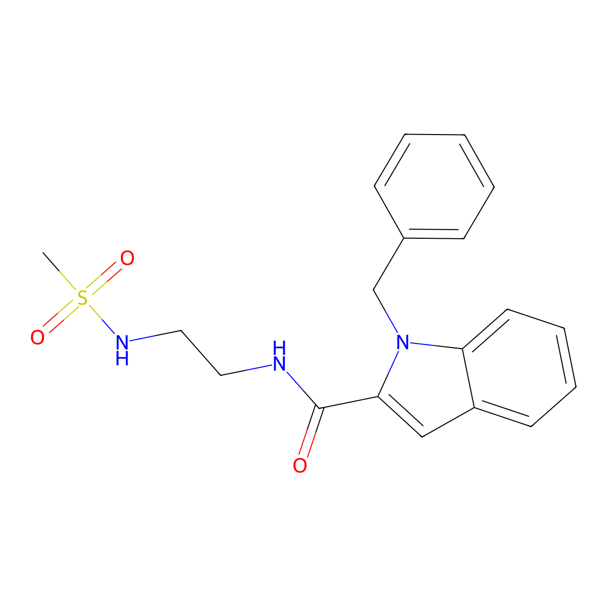 1-benzyl-N-{2-[(methylsulfonyl)amino]ethyl}-1H-indole-2-carboxamide molecular structure, CAS 1081118-32-2