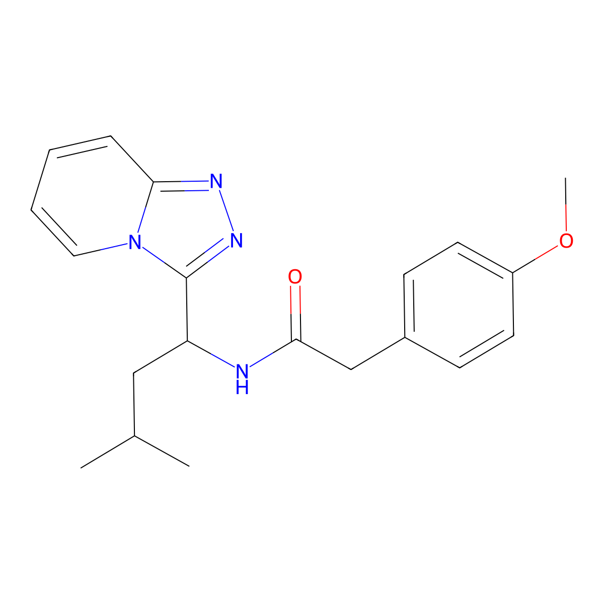 2-(4-methoxyphenyl)-N-[3-methyl-1-([1,2,4]triazolo[4,3-a]pyridin-3-yl)butyl]acetamide molecular structure, CAS 1081118-37-7