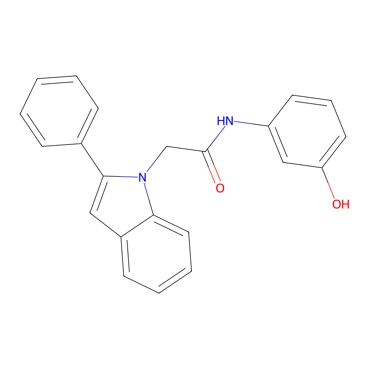N-(3-hydroxyphenyl)-2-(2-phenyl-1H-indol-1-yl)acetamide molecular structure, CAS 1081118-41-3