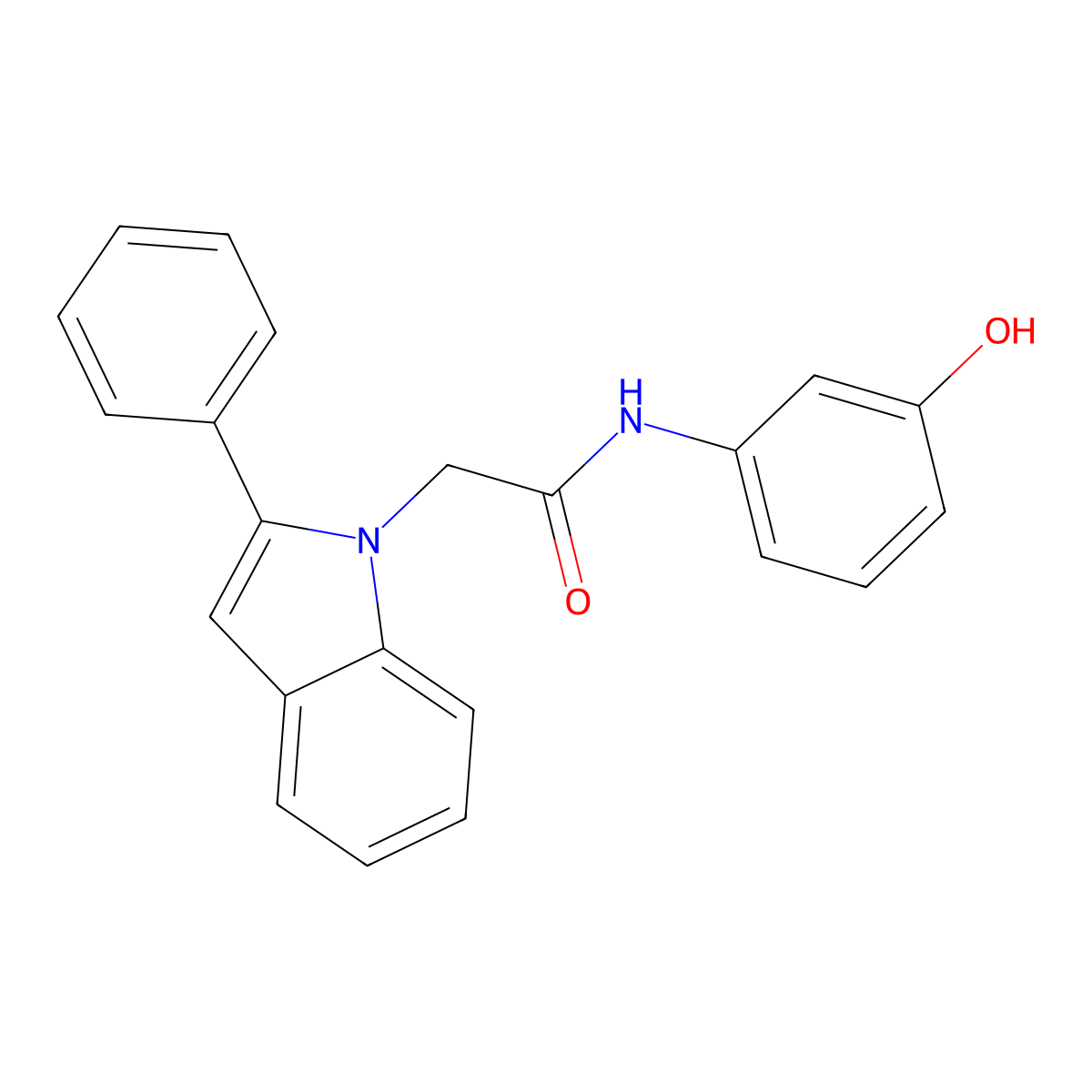 N-(3-hydroxyphenyl)-2-(2-phenyl-1H-indol-1-yl)acetamide molecular structure, CAS 1081118-41-3